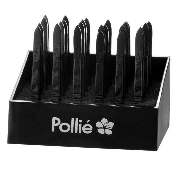 Eurostil Tweezers Pincet Zwart Display 24st