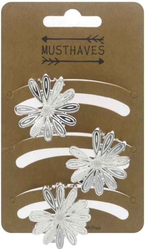 Haarklem flower small zilver 3cm