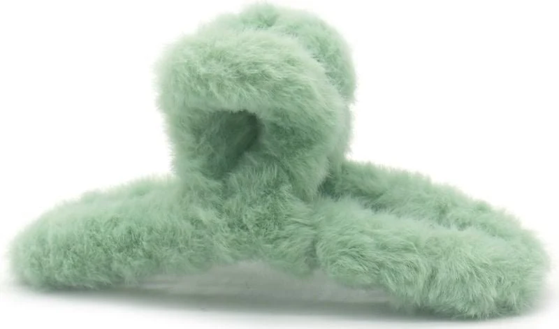 Haarklem fluffy mint groen 12,5cm