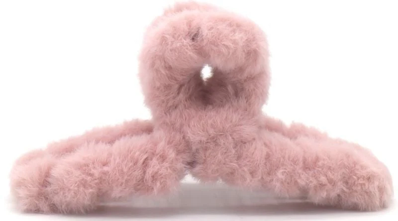 Haarklem fluffy roze 12,5cm