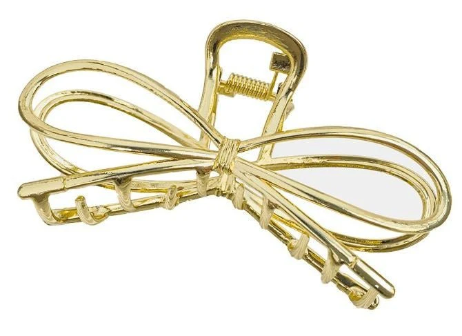 Haarklem strik goud metaal 7,5cm