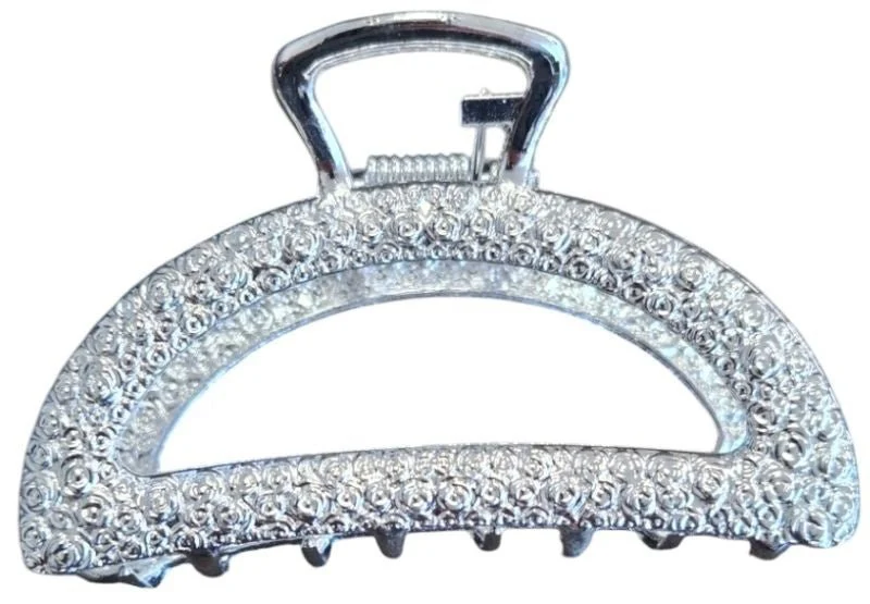 Haarklem rond metal zilver 7cm