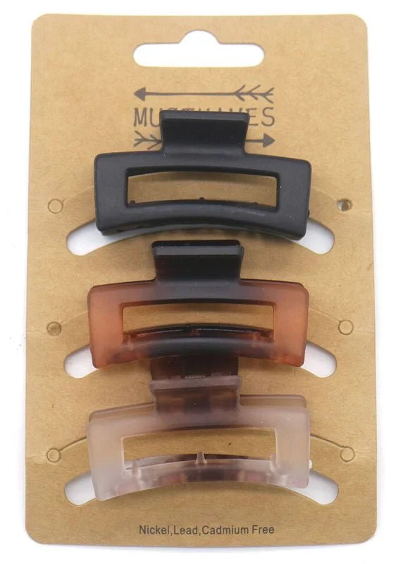 Haarklem set 3 stuks 4,5 cm rechthoek