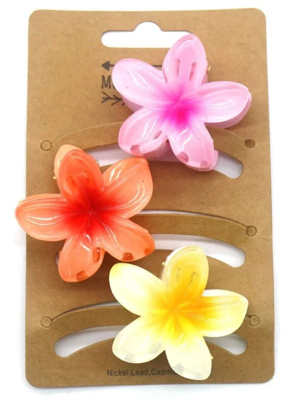 haarklem set 3 stuks kleurige bloemen