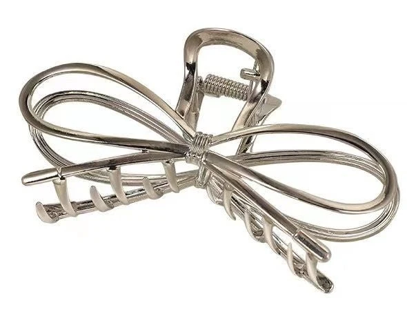 Haarklem strik zilver metaal 10cm