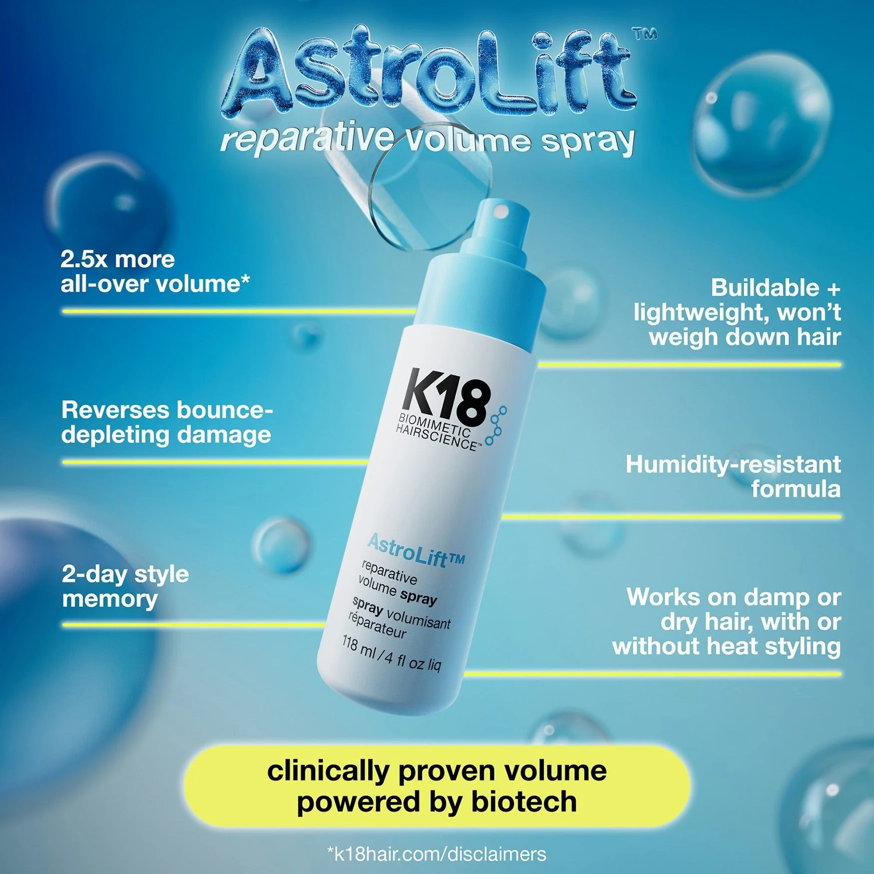 K18 AstroLift Reparative Volume Spray 118ml - Image 3