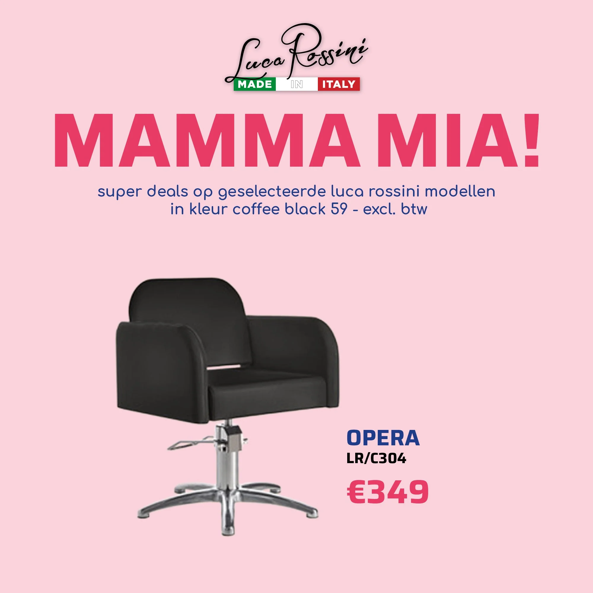 LR Kappersstoel Opera Zwart - MAMMA MIA