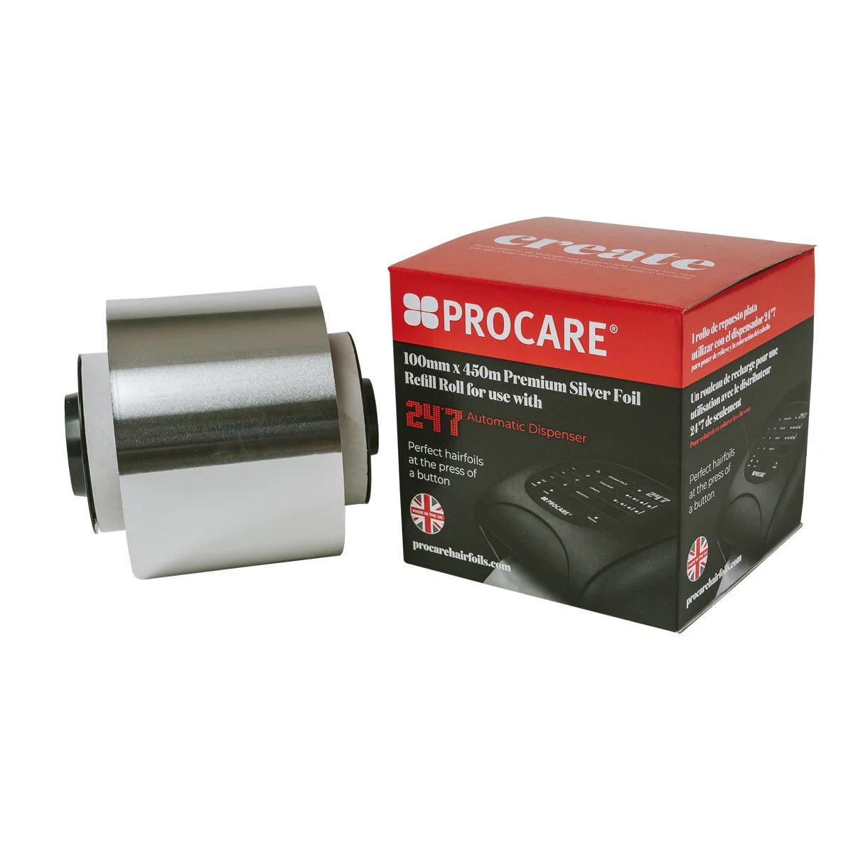 Procare Alufolie 10cm x 450m Silver 18mu Roze