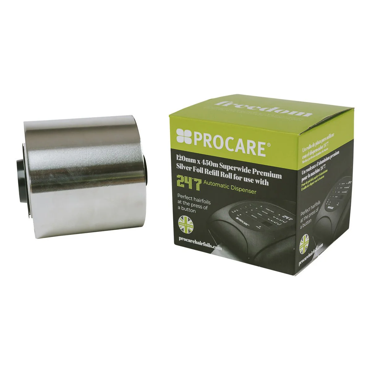 Procare Alufolie 12cm x 450m Silver 18mu Groen