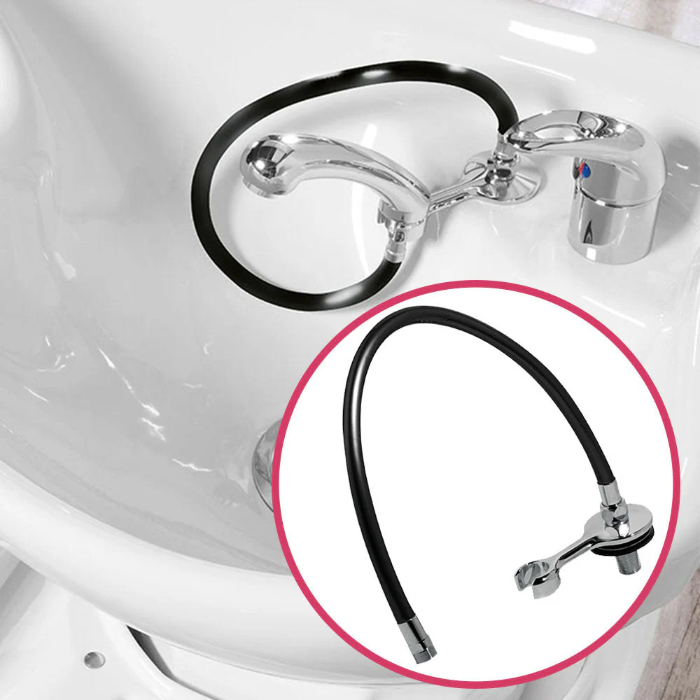 SA Chrome Shower Support With Black PVC Flexible